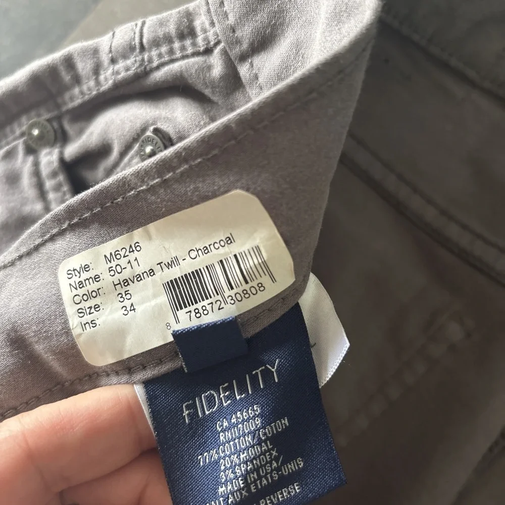 Fidelity Denim Classic Straight Pants Havana Twill size 35 Charcoal Gray NWOT - Picture 4 of 12